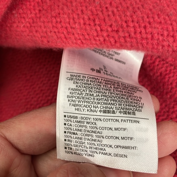 GAP Long Blue and Red V-Neck Sweater Size Small - Picture 8 of 8